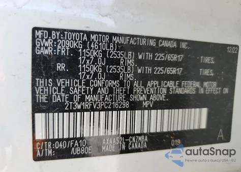 2023 Toyota Rav4 Xle from USA, damaged, VIN 2T3W1RFV3PC216298